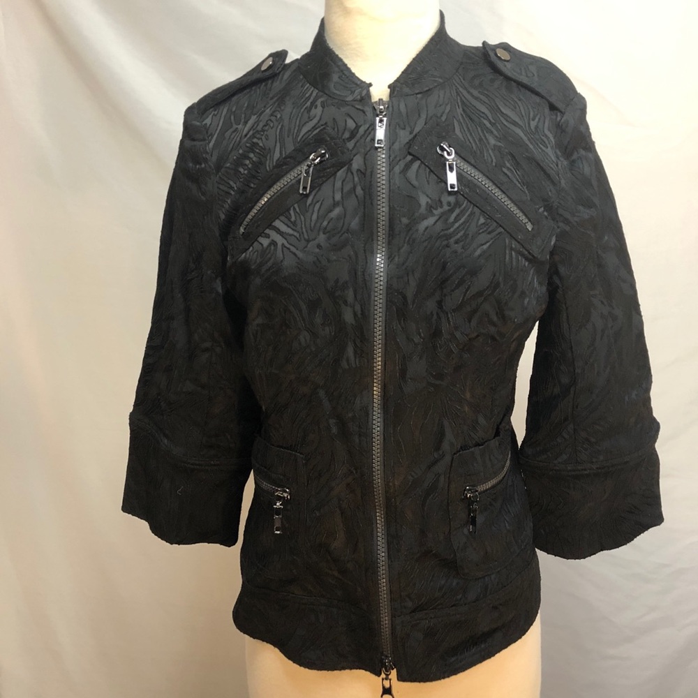 Caché black zebra print moto jacket 🦓